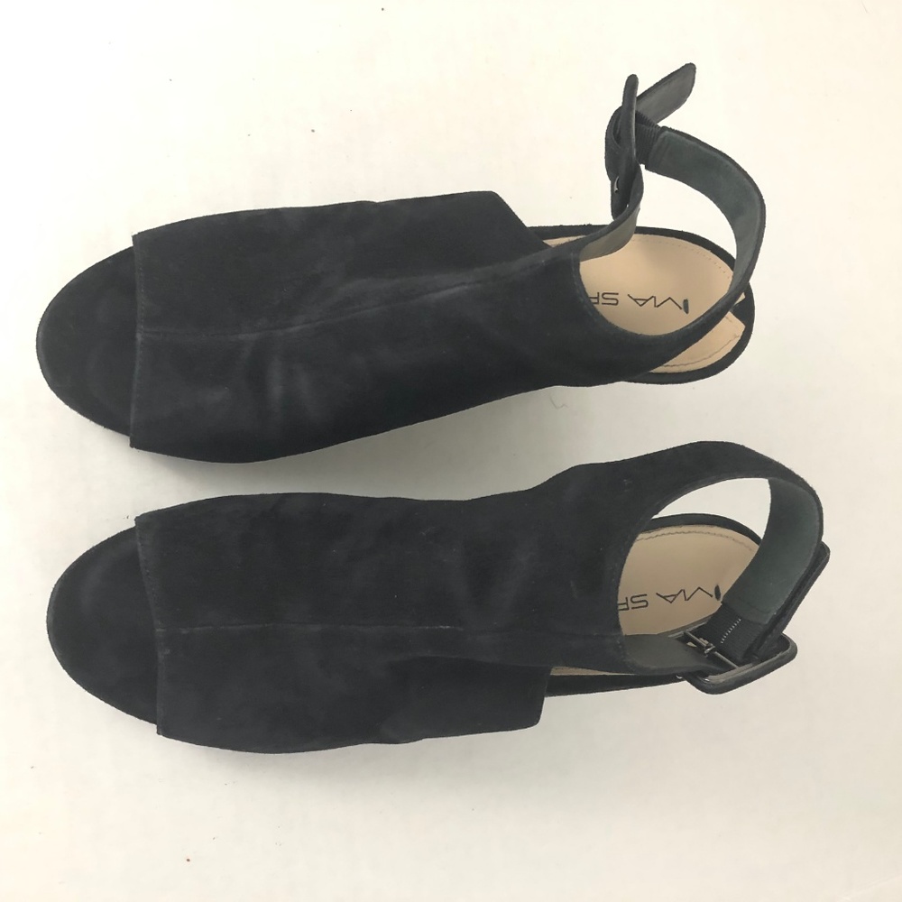 Via Spiga Jaffa Wedge Black Suede Heels Shoes - Picture 5 of 7
